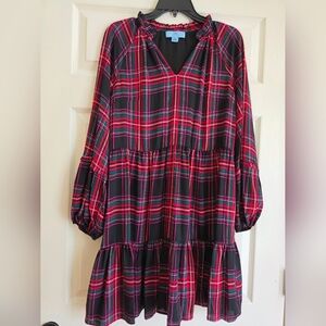 CeCe Pink and Black Plaid Dress